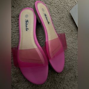 Pink clear sandals. From shein. Size 7 and a half. Very comfy and very cute